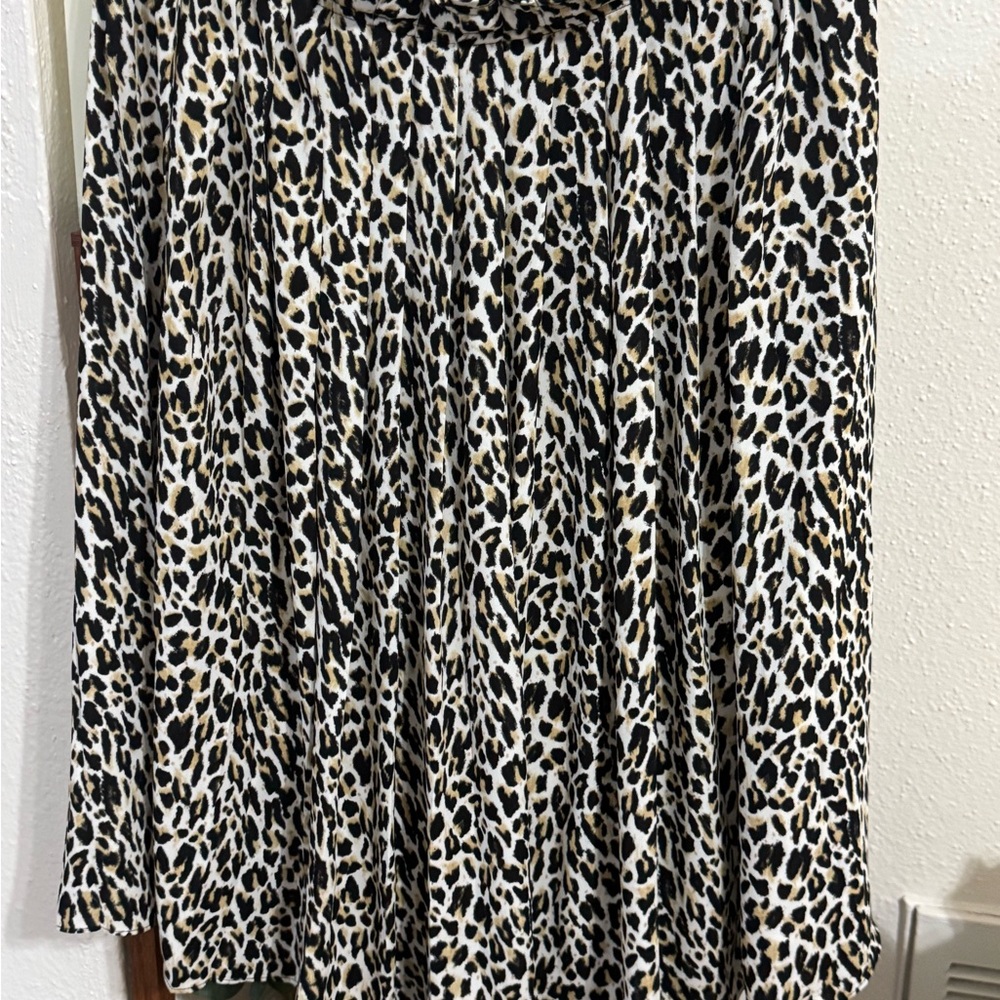 J. Crew Leopard Print Skater Skirt - Black, White & Tan
